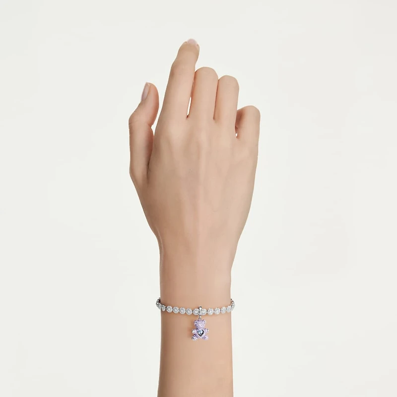Idyllia charm, Mixed cuts, Teddy, Purple, Rhodium plated by SWAROVSKI