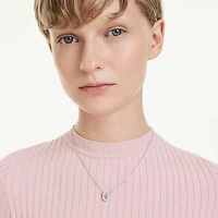 Symbolica pendant, Round cut, Pavé, Horseshoe, Blue, Rhodium plated by SWAROVSKI