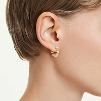 Matrix hoop earrings, Triangle cut, Triangle, Mini, White, Gold-tone plated by SWAROVSKI