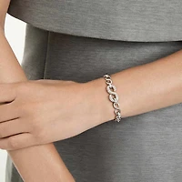 Dextera bracelet, Round cut, White, Rhodium plated by SWAROVSKI