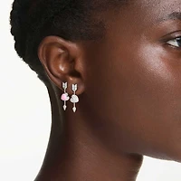 Idyllia drop earrings, Mixed cuts, Heart with arrow, White, Rhodium plated by SWAROVSKI