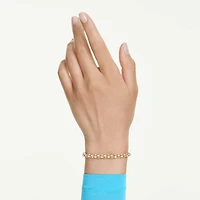 Dextera bracelet, Round cut, White, Gold-tone finish by SWAROVSKI