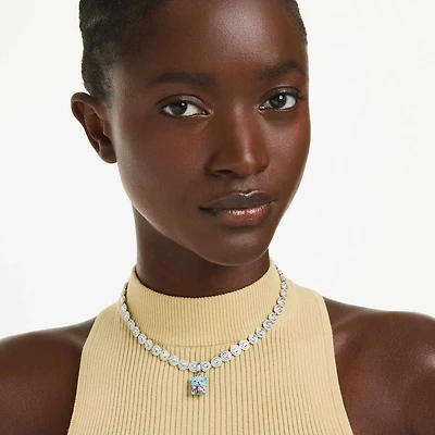 Idyllia charm, Mixed cuts, Teddy, Blue, Rhodium plated by SWAROVSKI