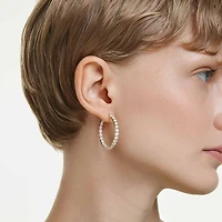 Matrix hoop earrings, Round cut, White