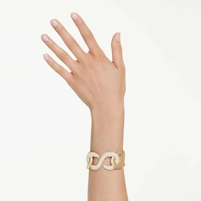 Dextera cuff, Round cut, White, Gold-tone plated by SWAROVSKI