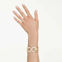 Dextera cuff, Round cut, White, Gold-tone plated by SWAROVSKI