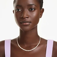 Una Angelic necklace, Round cut, Small, White, Gold-tone plated by SWAROVSKI