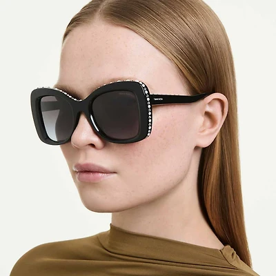 Sunglasses, Butterfly shape, SK6062U, Black by SWAROVSKI