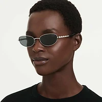 Sunglasses, Oval shape, 2 in 1 clip-on, SK7044, Silver tone by SWAROVSKI