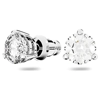 Stilla stud earrings, Round cut, White, Rhodium plated by SWAROVSKI