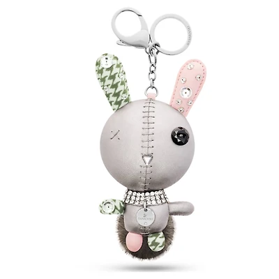 Mathilde bag charm, Rabbit, Gray, Stainless steel by SWAROVSKI