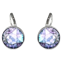 Bella drop earrings, Round cut, Purple, Rhodium plated by SWAROVSKI