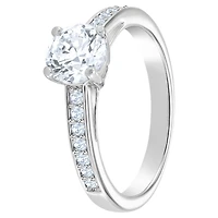 Attract ring, Round cut, Pavé, White, Rhodium plated by SWAROVSKI