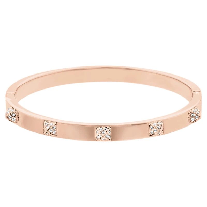 Dextera bangle, Pavé, White, Rose gold-tone plated by SWAROVSKI