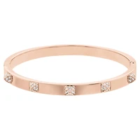 Dextera bangle, Pavé, White, Rose gold-tone plated by SWAROVSKI