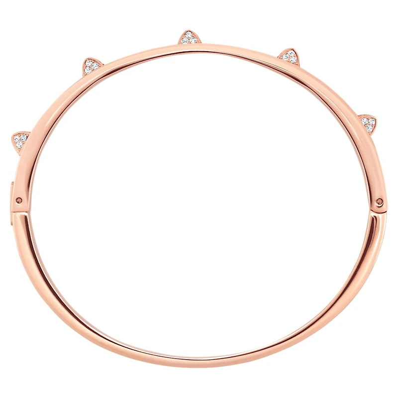 Dextera bangle, Pavé, White, Rose gold-tone plated by SWAROVSKI
