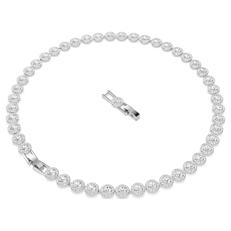 Una Angelic necklace, Round cut, Medium, White, Rhodium plated by SWAROVSKI