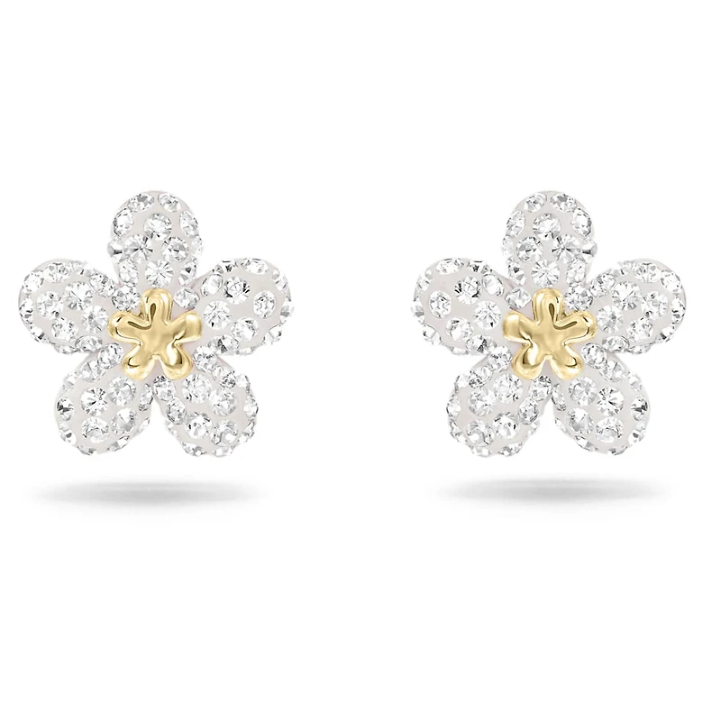 Tough stud earrings, Flower, Yellow, Mixed metal finish by SWAROVSKI