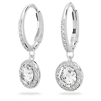 Una Angelic drop earrings, Round cut, White, Rhodium plated by SWAROVSKI