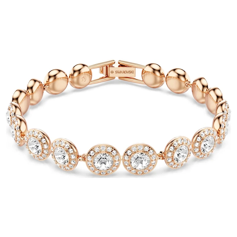 Una Angelic bracelet, Round cut, Pavé, Medium, White, Rose gold-tone plated by SWAROVSKI