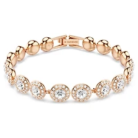 Una Angelic bracelet, Round cut, Pavé, Medium, White, Rose gold-tone plated by SWAROVSKI