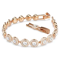 Una Angelic bracelet, Round cut, Pavé, Medium, White, Rose gold-tone plated by SWAROVSKI