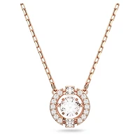 Una necklace, Round cut, White, Rose gold-tone plated by SWAROVSKI