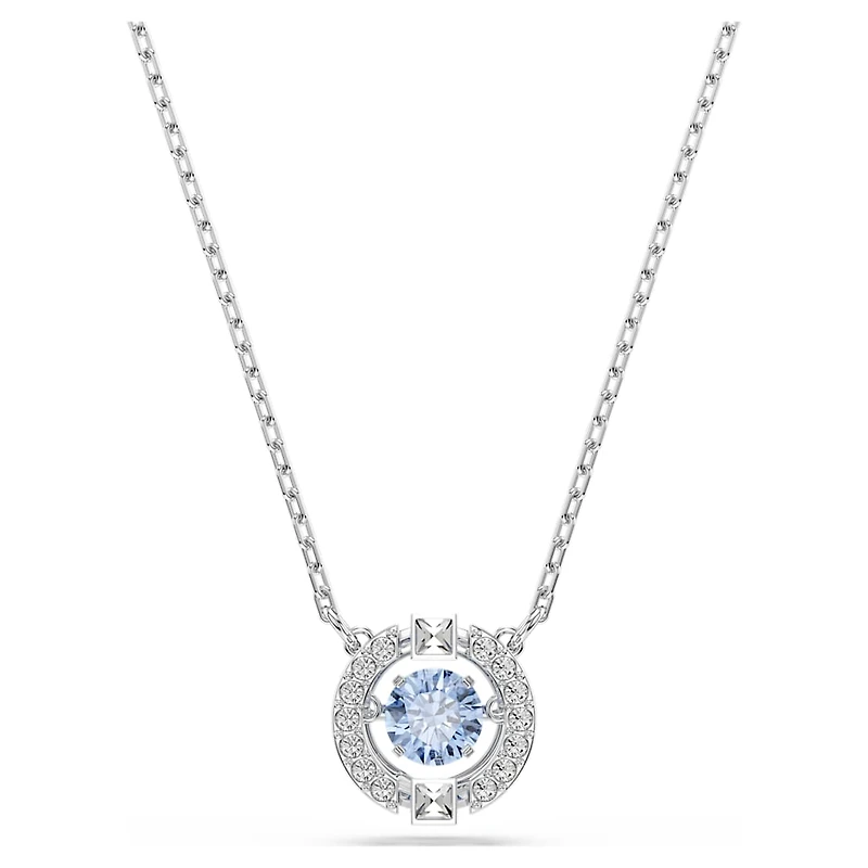 Una necklace, Round cut, Blue, Rhodium plated by SWAROVSKI