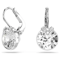 Bella V drop earrings, Round cut, White, Rhodium plated by SWAROVSKI