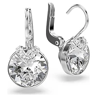 Bella V drop earrings, Round cut, White, Rhodium plated by SWAROVSKI