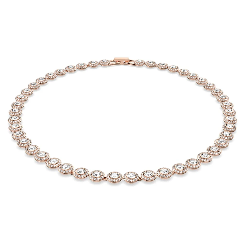 Una Angelic necklace, Round cut, Medium, White, Rose gold-tone plated by SWAROVSKI
