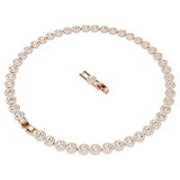 Una Angelic necklace, Round cut, Medium, White, Rose gold-tone plated by SWAROVSKI