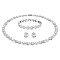 Una Angelic set, Set (3), Round cut, White, Rhodium plated by SWAROVSKI