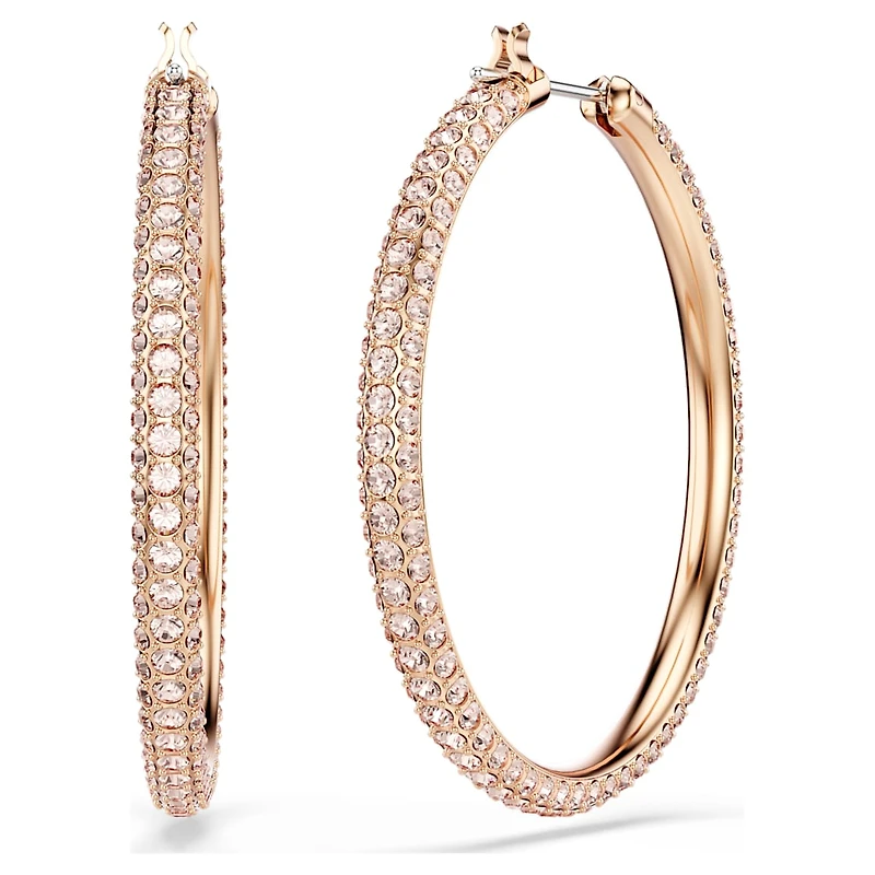 Dextera hoop earrings, Pavé, Large, White