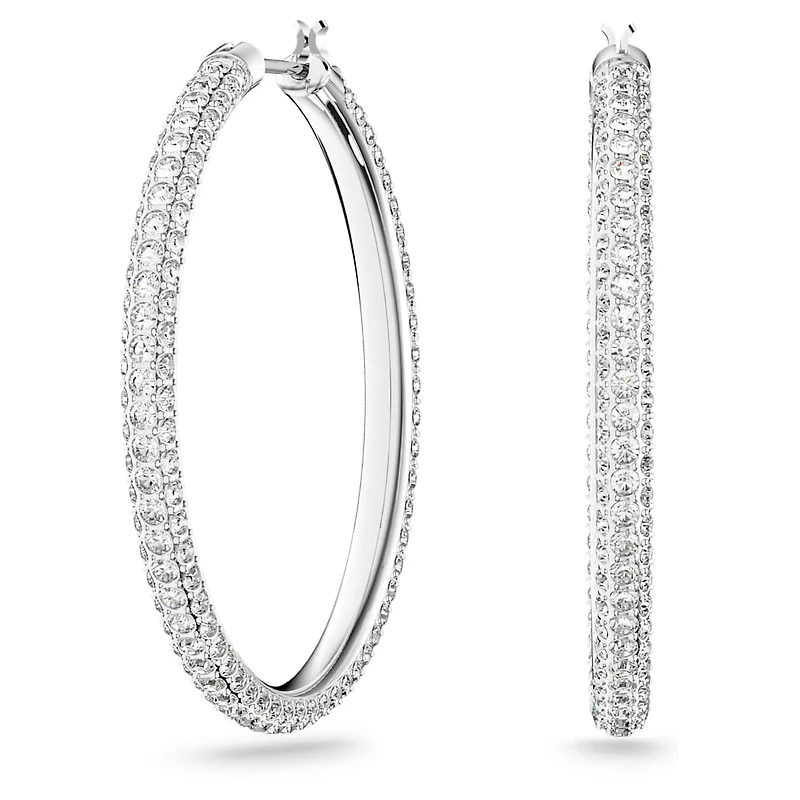 Dextera hoop earrings, Pavé, Large, White