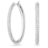 Dextera hoop earrings, Pavé, Large, White