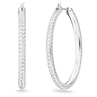 Dextera hoop earrings, Pavé, Large, White