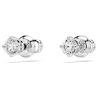 Stilla Attract stud earrings, Round cut, White, Rhodium plated by SWAROVSKI