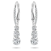 Stilla Attract hoop earrings, Round cut, White, Rhodium plated by SWAROVSKI