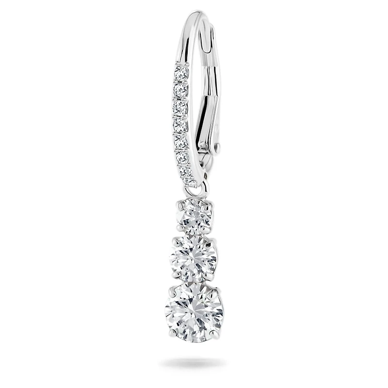 Stilla Attract hoop earrings, Round cut, White, Rhodium plated by SWAROVSKI
