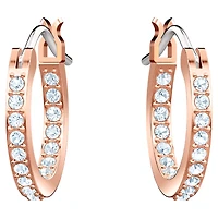 Symbolica hoop earrings, Evil eye, Blue, Rose gold-tone plated by SWAROVSKI