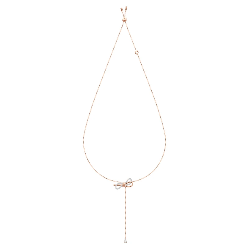 Lifelong Bow necklace, Bow, White, Mixed metal finish by SWAROVSKI