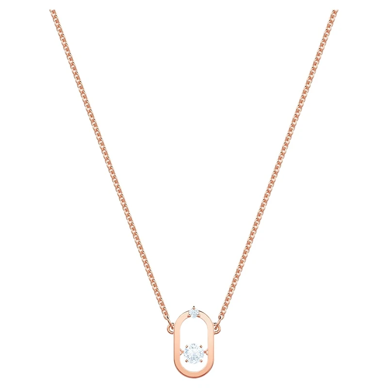 Una necklace, Round cut, Oval shape, White, Rose gold-tone plated by SWAROVSKI