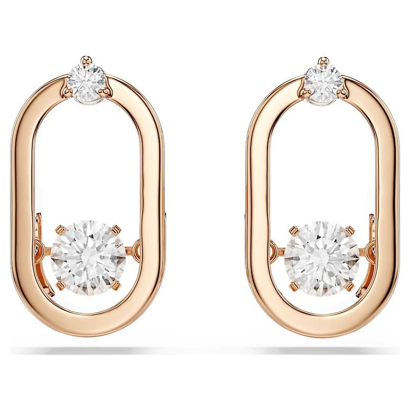 Una stud earrings, Round cut, Oval shape, White, Rose gold-tone plated by SWAROVSKI