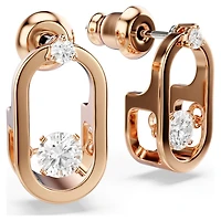 Una stud earrings, Round cut, Oval shape, White, Rose gold-tone plated by SWAROVSKI