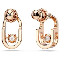 Una stud earrings, Round cut, Oval shape, White, Rose gold-tone plated by SWAROVSKI