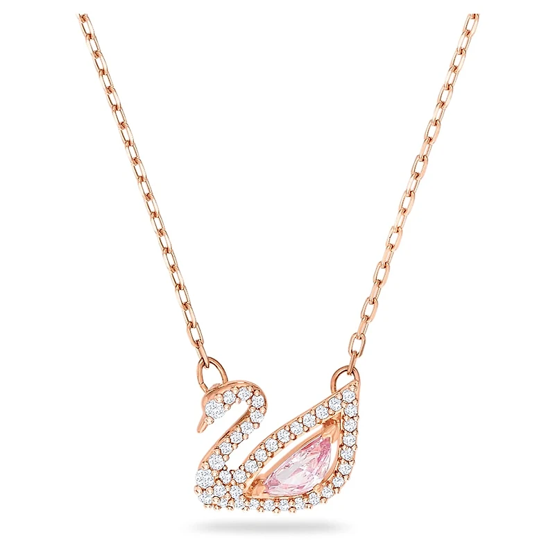 Swan necklace, Swan, Pink, Rose gold-tone plated by SWAROVSKI