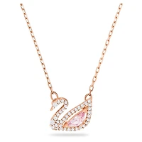Swan necklace, Swan, Pink, Rose gold-tone plated by SWAROVSKI