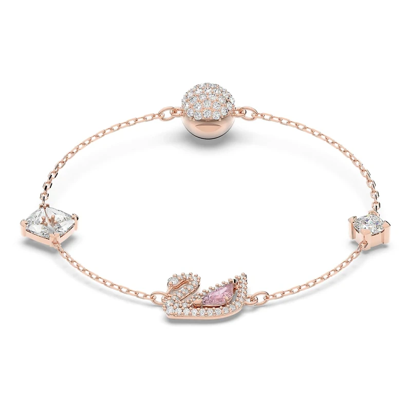 Swan bracelet, Swan, Pink, Rose gold-tone plated by SWAROVSKI