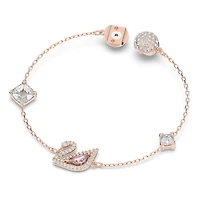 Swan bracelet, Swan, Pink, Rose gold-tone plated by SWAROVSKI